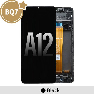 Samsung Galaxy A12 A125 BQ7 LCD Screen Replacement Digitizer with Frame-Black (As the same as service pack, but not from official Samsung)