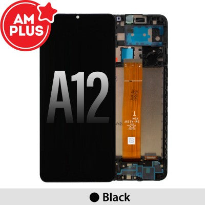 Tecguru-Samsung Galaxy A12 A125 LCD Screen Replacement Digitizer with Frame GH82-24491A / GH82-24490A (Service Pack)-Black