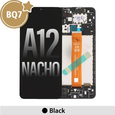 Tecguru-Samsung Galaxy A12 Nacho A127F LCD Screen Replacement Digitizer with Frame GH82-26485A (Service Pack)-Black