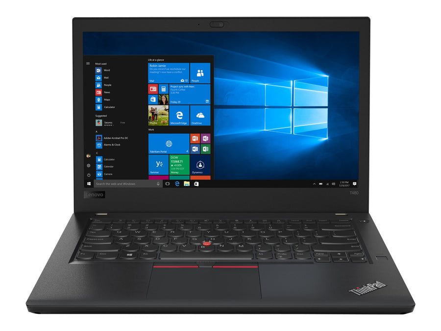 Lenovo ThinkPad T480 14-Inch FHD Laptop Intel i5- Gen 7300 SPEED 2.60GHZ 8GB DDR4 RAM, 256GB SSD - Black