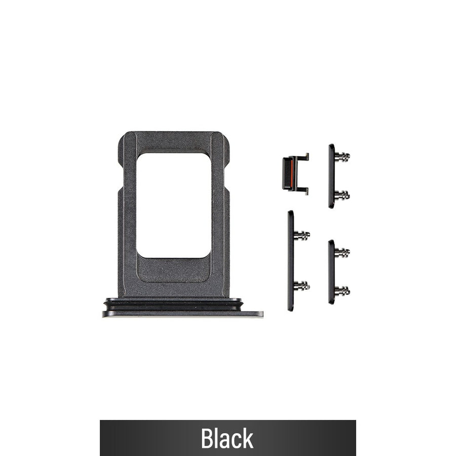 Single SIM Card Tray and Side Button for iPhone 11 Pro / 11 Pro Max-Black (Not for AU)