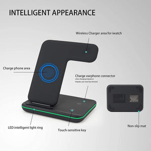 Wireless Charger 3 In 1 15W Fast Wireless Charging Station