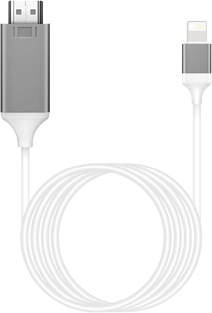 [Apple MFi Certified]Lightning to HDMI Adapter for Phone to TV,HDMI 2K 6.6 Feet Cable,Compatible with iPhone,iPad Sync Screen Connector Directly on HDTV/Monitor/Projector NO Need Power Supply (WHITE)