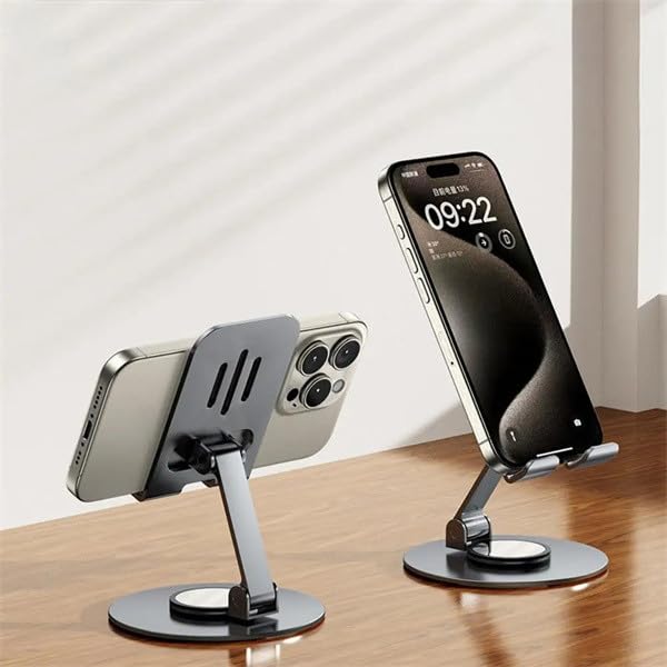 Pbuddy Aluminum Alloy Desk Mobile Phone Holder 360 Turntable Adjustable Table Cell Phone Stand