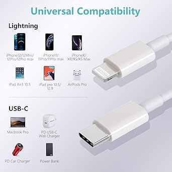 Pbuddy USB C to Cable 2 Pack 1 mtr iPhone Fast Charger Cable USB-C Power Delivery Charging Cord Compatible with iPhone 14/13/12/11/XS/Max/XR/X/8/iPad