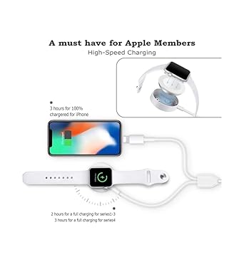 Original chip Watch Charger 2 in 1[MFi Certified] Portable Charging Cable Compatible with Apple Watch Series SE/7/6/5/4/3/2/1 and 13/12/11/Pro/Max/X/XR/XS/XS Series (4ft/1.2M)