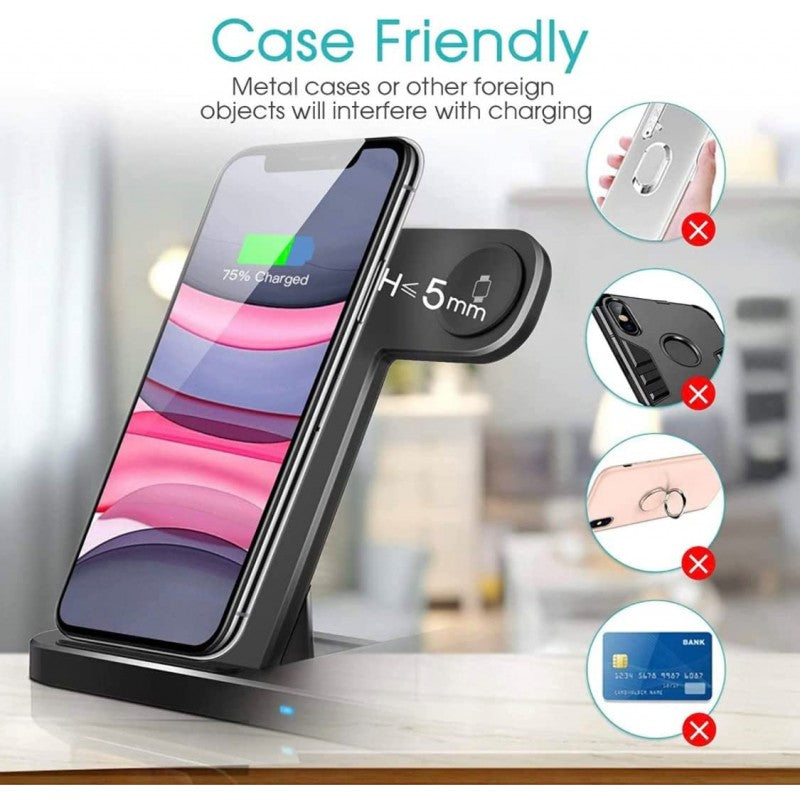 PBuddy 4in1 Wireless Charger, Fast Charging Station, Compatible With Pen IWatch, Airpods Pro, Compatible With IPhone 1112 13 14pro Max/X/XS/XR/Xs 8 Plus, Samsung Galaxy S20/S10 (Adapter Inc)