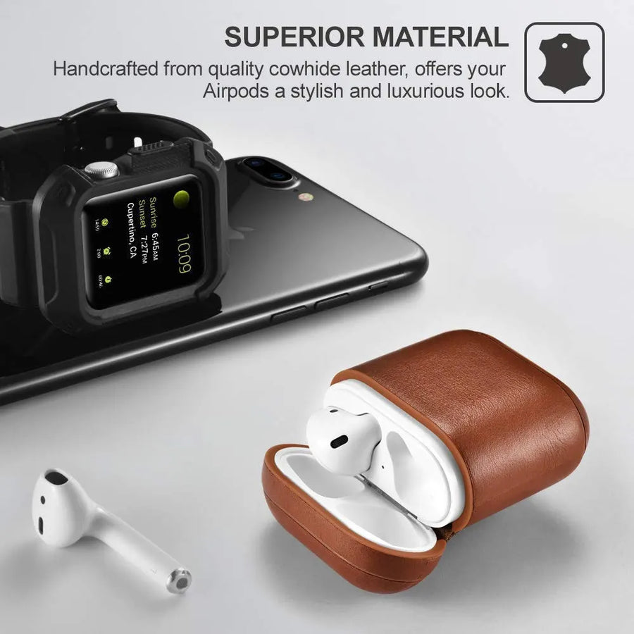 AirPods Case Cover Leather Case Cover For AirPods PU Leather Portable Protective Shockproof Cover For Apple AirPods 2 & 1