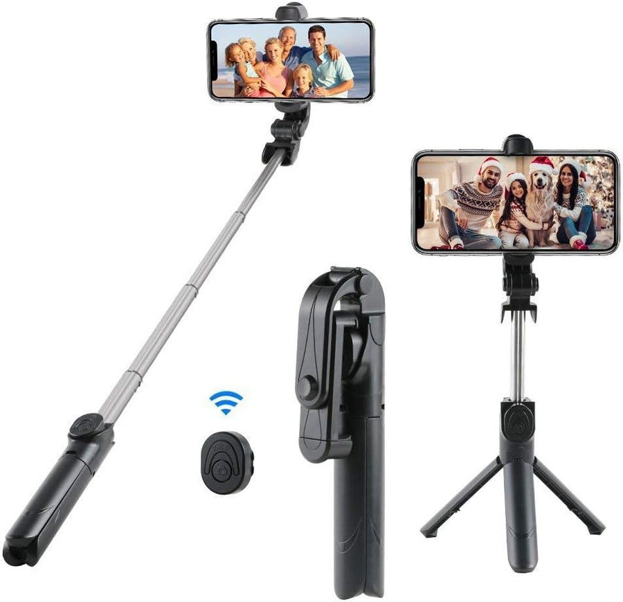 Pbuddy Wireless Selfie Stick, 360° Adjustable Remote Selfie Stick with Tripod Stand and Detachable Wireless Remote, Support Video Record, Extendable Monopod for iPhone 15 14 13 12, Galaxy Android Machines