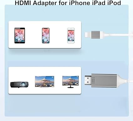 [Apple MFi Certified]Lightning to HDMI Adapter for Phone to TV,HDMI 2K 6.6 Feet Cable,Compatible with iPhone,iPad Sync Screen Connector Directly on HDTV/Monitor/Projector NO Need Power Supply (WHITE)