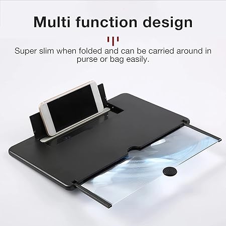 12 Inch Mobile Phone Screen Magnifier, 3D Phone Magnifying Screen, Foldable Amplifier Stand Holder, Compatible with All Smartphones