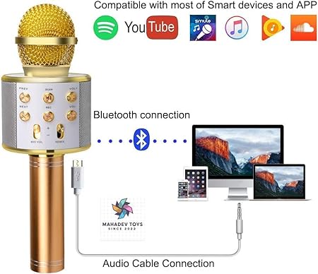 Pbuddy Wireless Bluetooth Karaoke Microphone,4 in 1 Wireless Portable Handheld Mic Karaoke Machine for Christmas Home Birthday Party, Professional Karaoke Mic Speaker