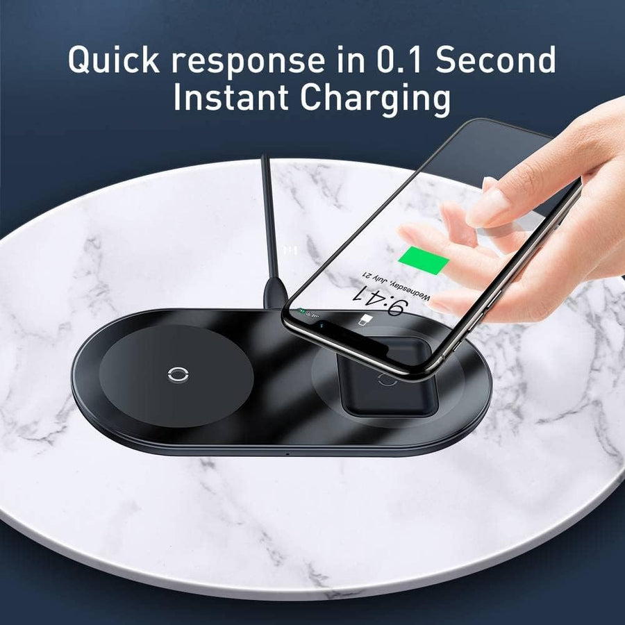 Baseus Simple 2in1 Wireless Charger 18W Max - Black, SEAPIPH5-05