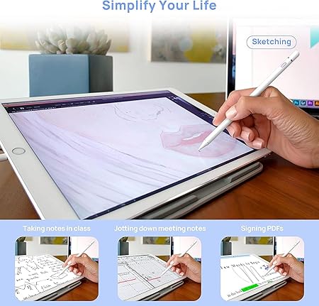 Pbuddy Stylus Pen Compatible with iPad, Pencil Compatible with iPad 2/3/4/5/6/7/8/9/10 Generation Pro 9.7/10.5/11/12.9 Air 2/3/4/5 Mini 2/3/4/5/6 Alternative Drawing Smart Stylist for Touch Screens