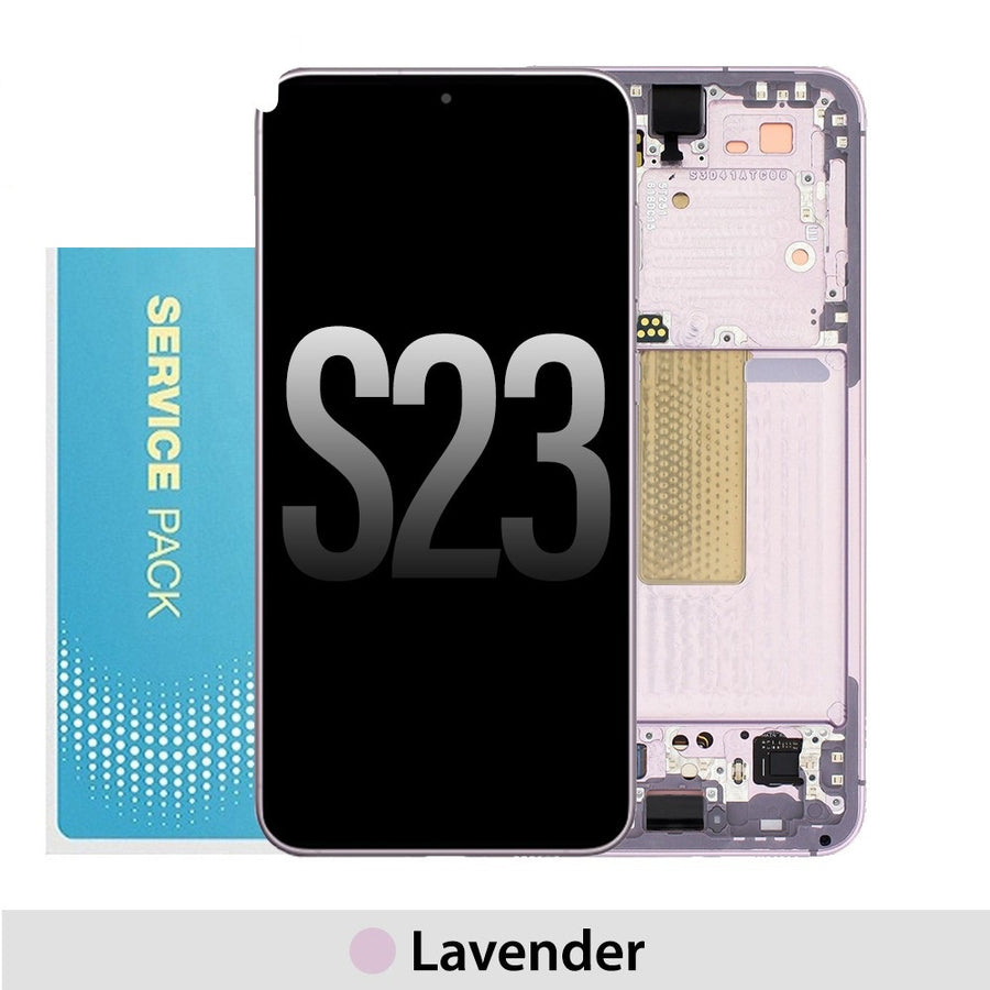 Samsung Galaxy S23 5G S911B OLED Screen Replacement Digitizer with Frame GH82-30480D (Gold)-Lavender