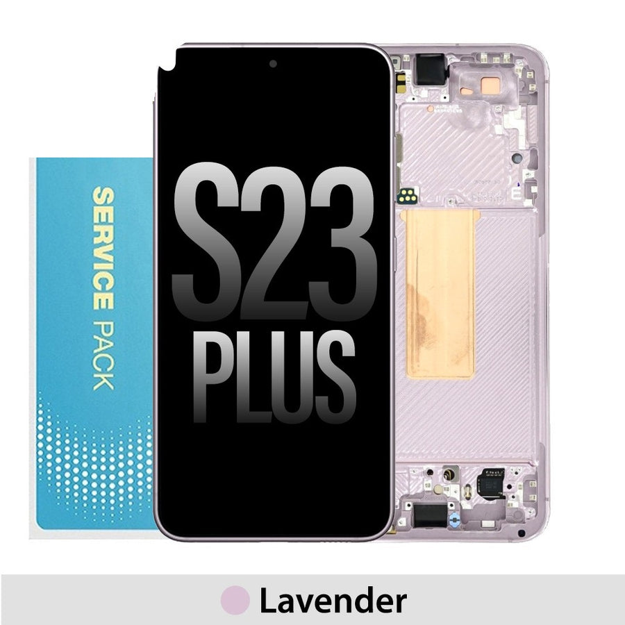 Samsung Galaxy S23 Plus S916B OLED Screen Replacement Digitizer with Frame GH82-30476D (Gold)-Lavender