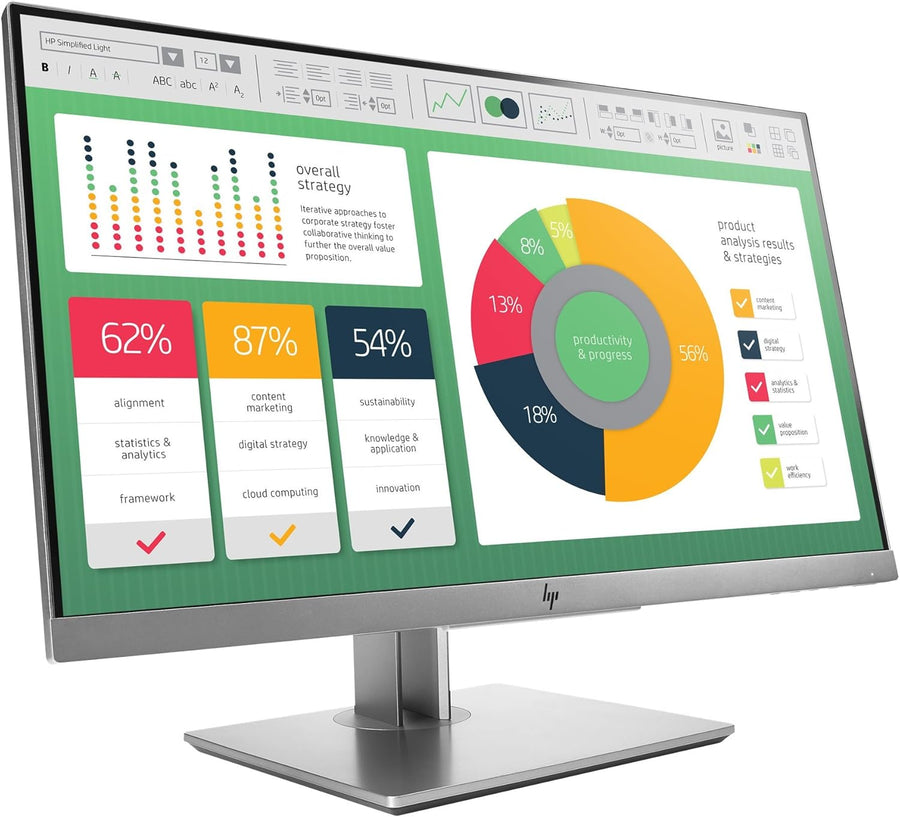 HP EliteDisplay E223 IPS 21.5" 1920x1080 5ms 16:9 VGA HDMI DP USB  - Used