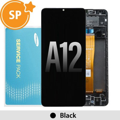 Tecguru-Samsung Galaxy A12 A125 LCD Screen Replacement Digitizer with Frame GH82-24491A / GH82-24490A (Service Pack)-Black