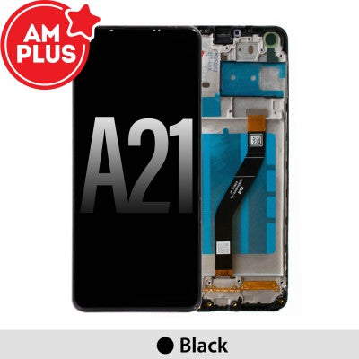 Tecguru_Samsung Galaxy A21 A215F AMPLUS LCD Screen Replacement Digitizer with Frame-Black