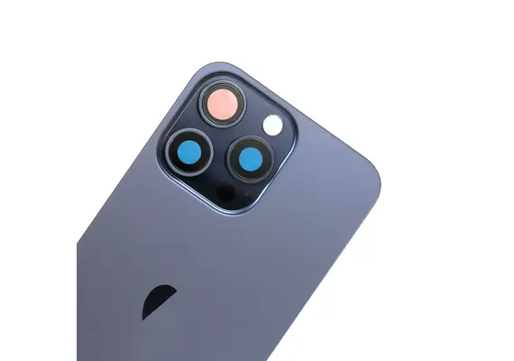 Brown Rear Cover Glass with Camera Lens Glass and Magsafe Magnet for iPhone 15 Pro-Blue Titanium