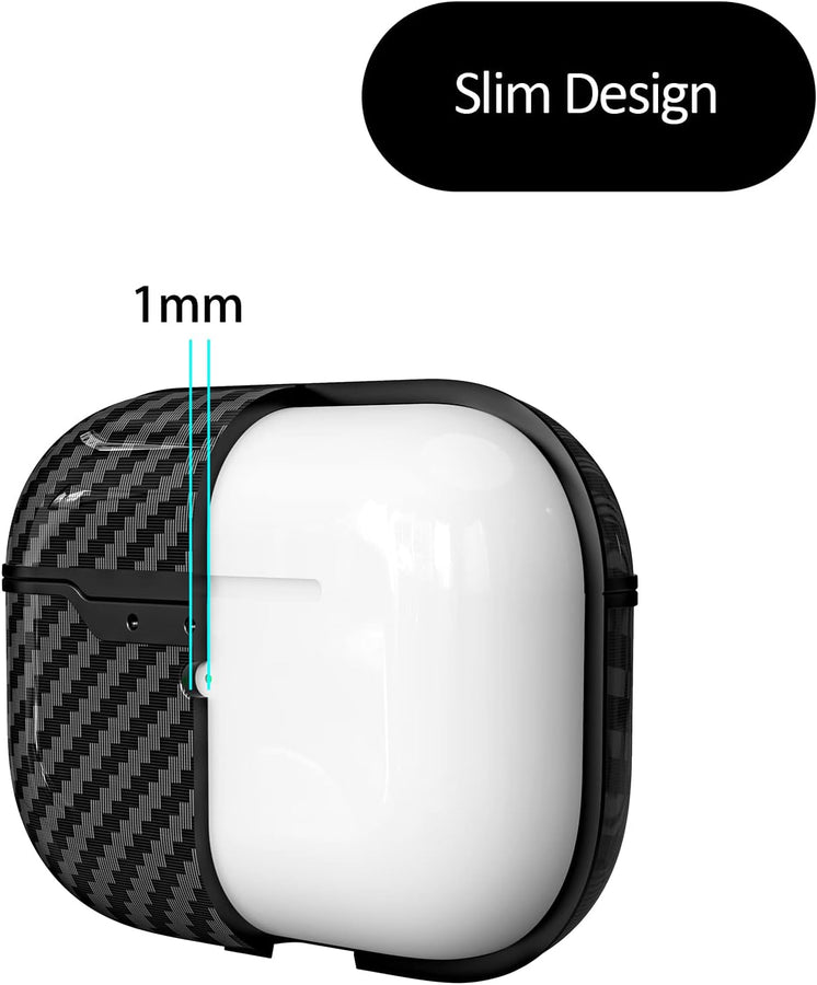 Case for AirPods Pro 2019 case Cover with Carabiner TPU Protective case Carbon Fibre Texture Shockproof Robust case Charging case Front LED Visible