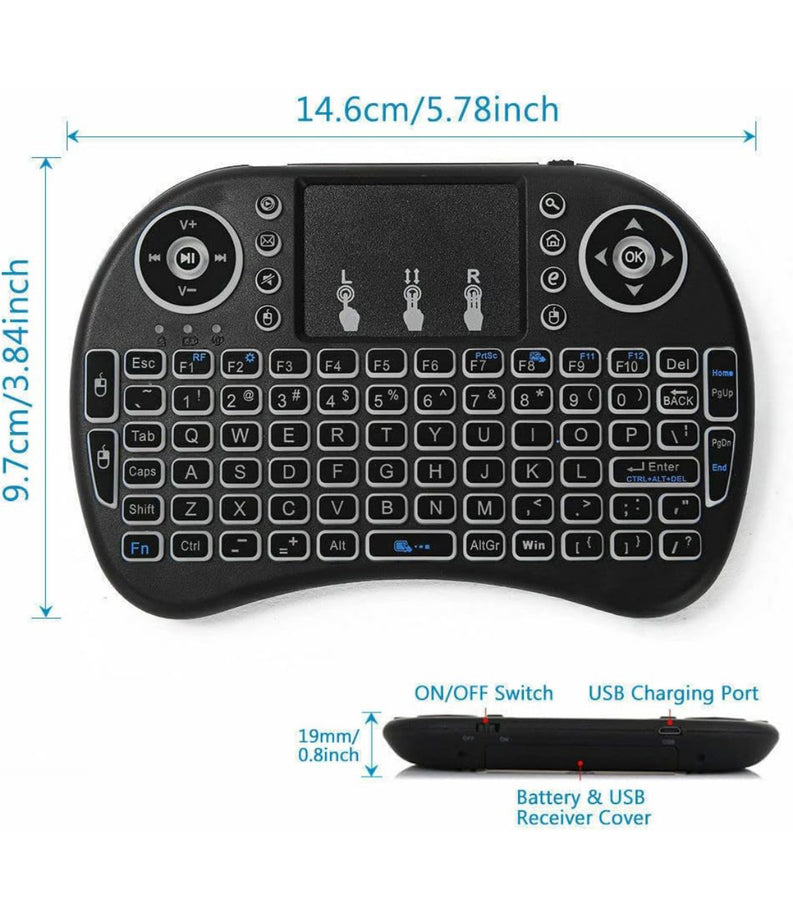 Mini Wireless Keyboard with Touchpad Mouse 2.4GHz LED Backlit Multi-Media Android Travel Keyboard for Pc, Pad, Xbox 360, Ps3, Google Android Tv Box, Htpc, Iptv, Raspberry Pi - Mini Keyboard