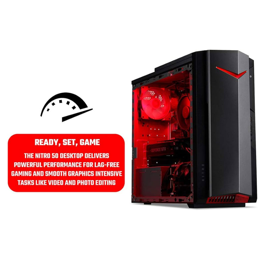 Acer Nitro N50-610 Gaming PC Core i5-10400 16GB 256GBSSD+1TB SATA GTX1650 4GB WIN11 With Gaming keyboard Mouse & Monitor