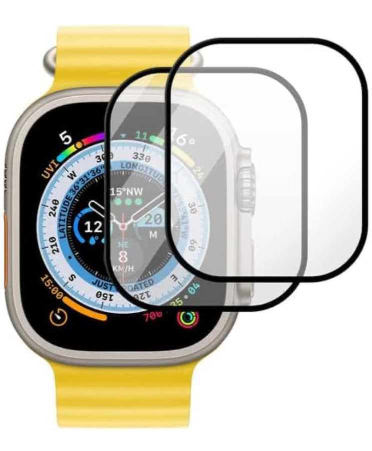 PBuddy (2-Pack) 9H Tempered Glass Screen Protector for Apple Watch Ultra 49mm - Black (Frame)