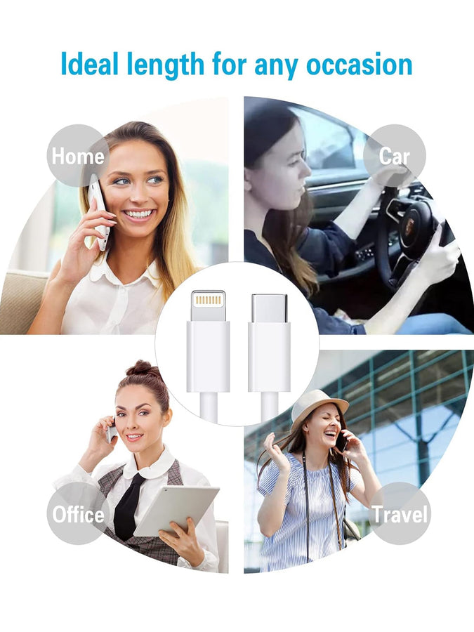 Pbuddy USB C to Lightning Cable 3Pack 6FT [Apple MFi Certified] iPhone Fast Charger Cable USB-C Power Delivery Charging Cord Compatible with iPhone 14/13/12/11/XS/Max/XR/X/8/iPad, White