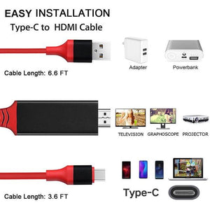 Pbuddy USB Type C to HDMI-Compatible Mirroring Charging Cable 4K for Android Phone