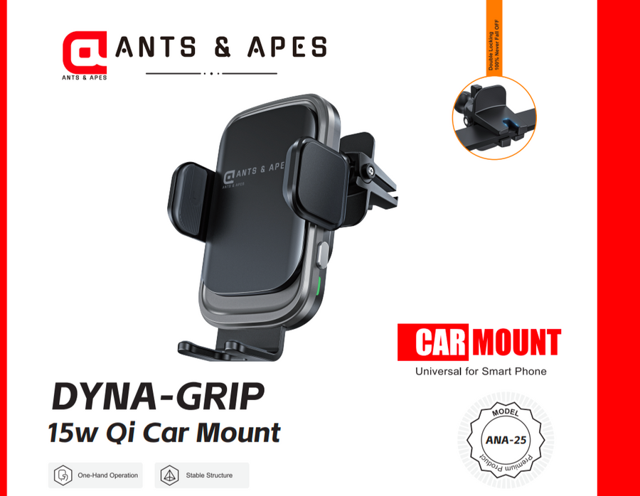 DYNA-GRIP 15W QI CAR MOUNT by Ants and Apes