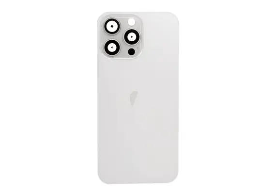 Brown Rear Cover Glass with Camera Lens Glass and Magsafe Magnet for iPhone 15 Pro-White Titanium