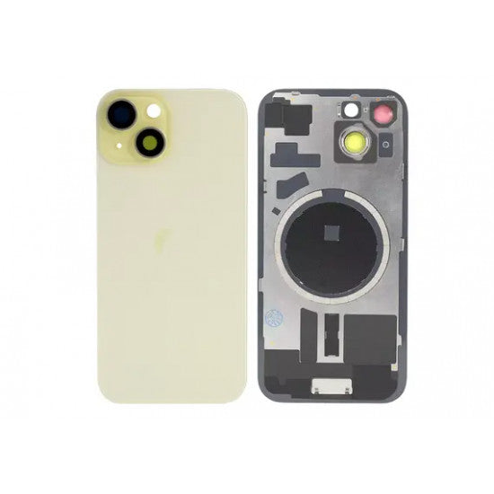 Brown Rear Cover Glass with Camera Lens Glass and Magsafe Magnet for iPhone 15 Plus-Yellow
