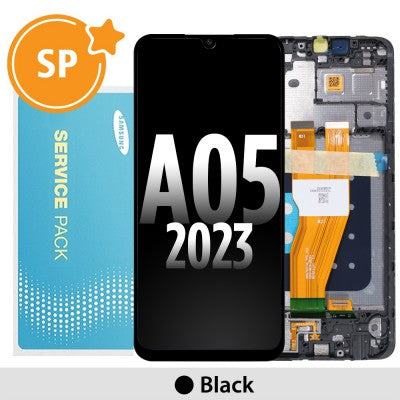 Tecguru-Samsung Galaxy A05 (2023) A055F LCD Replacement with Frame GH81-24189A (Service Pack)-Black