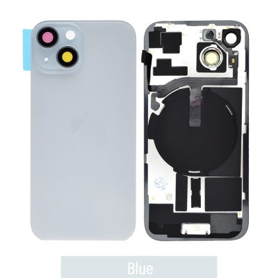 Brown Rear Cover Glass with Camera Lens Glass and Wireless Flex for iPhone 15-Blue