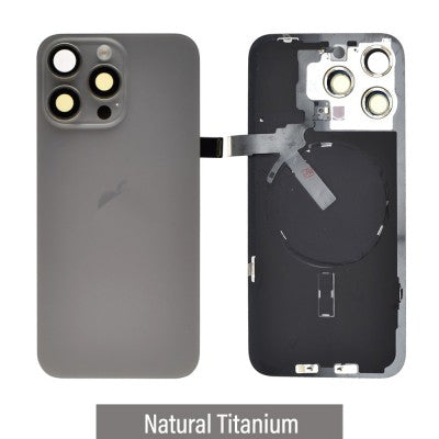Brown Rear Cover Glass with Camera Lens Glass and Wireless Flex for iPhone 15 Pro-Natural Titanium