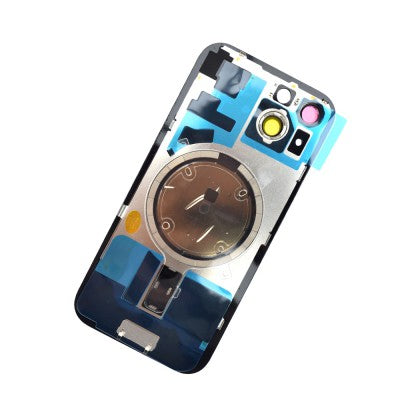 Brown Rear Cover Glass with Camera Lens Glass and Magsafe Magnet for iPhone 15-Blue