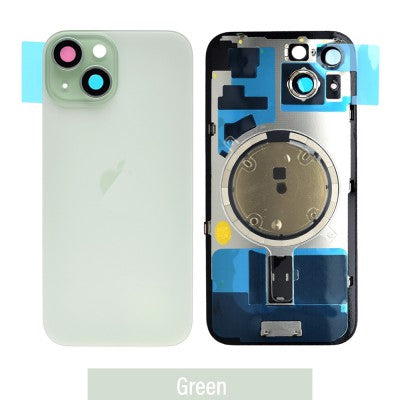 Brown Rear Cover Glass with Camera Lens Glass and Magsafe Magnet for iPhone 15-Green