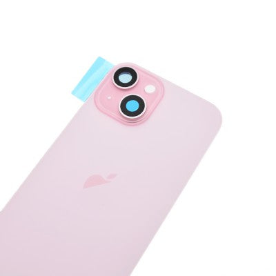 Brown Rear Cover Glass with Camera Lens Glass and Magsafe Magnet for iPhone 15-Pink