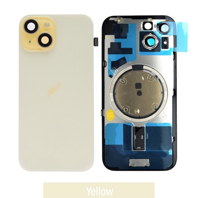 Brown Rear Cover Glass with Camera Lens Glass and Magsafe Magnet for iPhone 15-Yellow