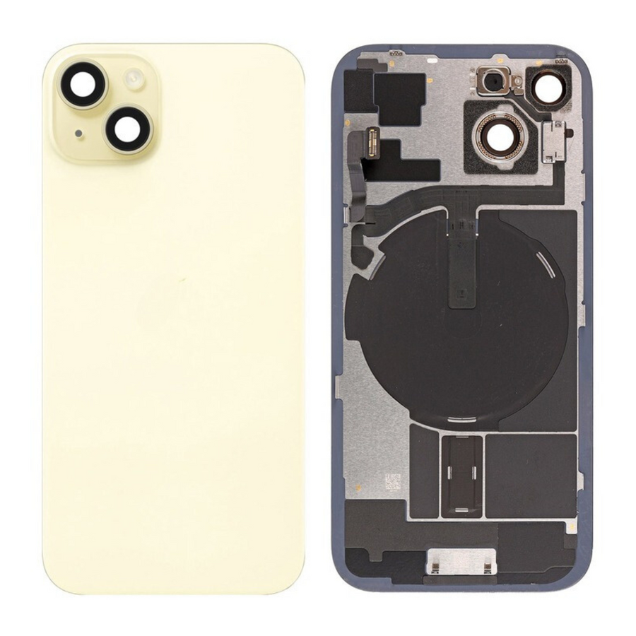 Brown Rear Cover Glass with Camera Lens Glass and Wireless Flex for iPhone 15 Plus-Yellow