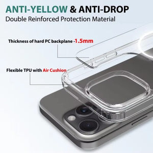 High Quality Acrylic + TPU Hybrid Transparent Magsafe Case for iPhone 16 Pro Max