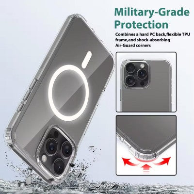 High Quality Acrylic + TPU Hybrid Transparent Magsafe Case for iPhone 16 Pro