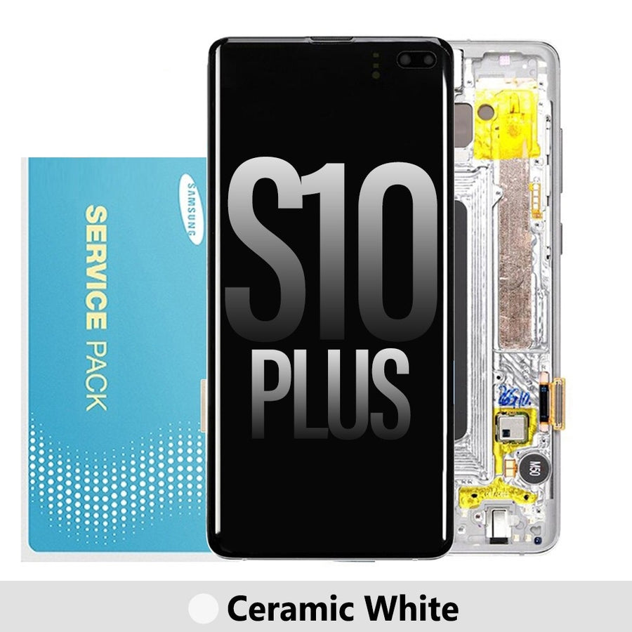 Samsung Galaxy S10 Plus G975F OLED Screen Replacement Digitizer GH82-18849J (Gold)-Ceramic White