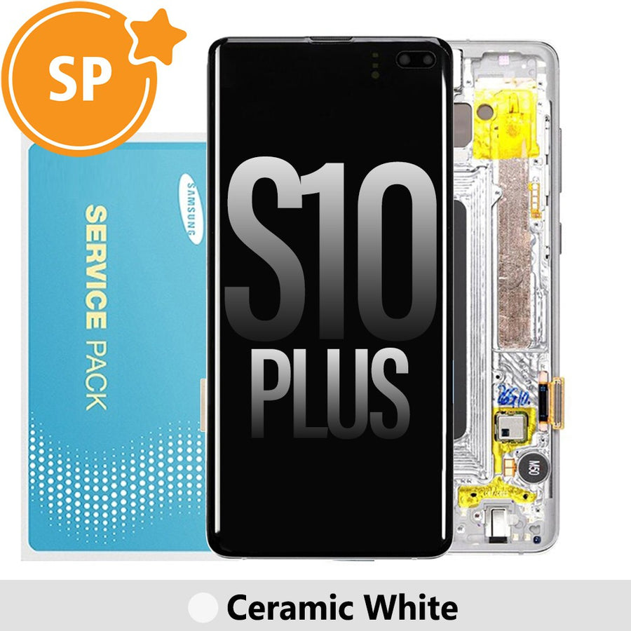 Tecguru_Samsung Galaxy S10 Plus G975F OLED Screen Replacement Digitizer GH82-18849J (Service Pack)-Ceramic White