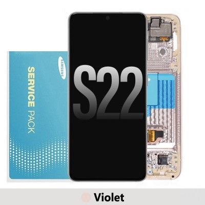 Samsung Galaxy S22 5G S901B OLED Screen Replacement with Frame GH82-27520F/27521F (Gold)-Violet