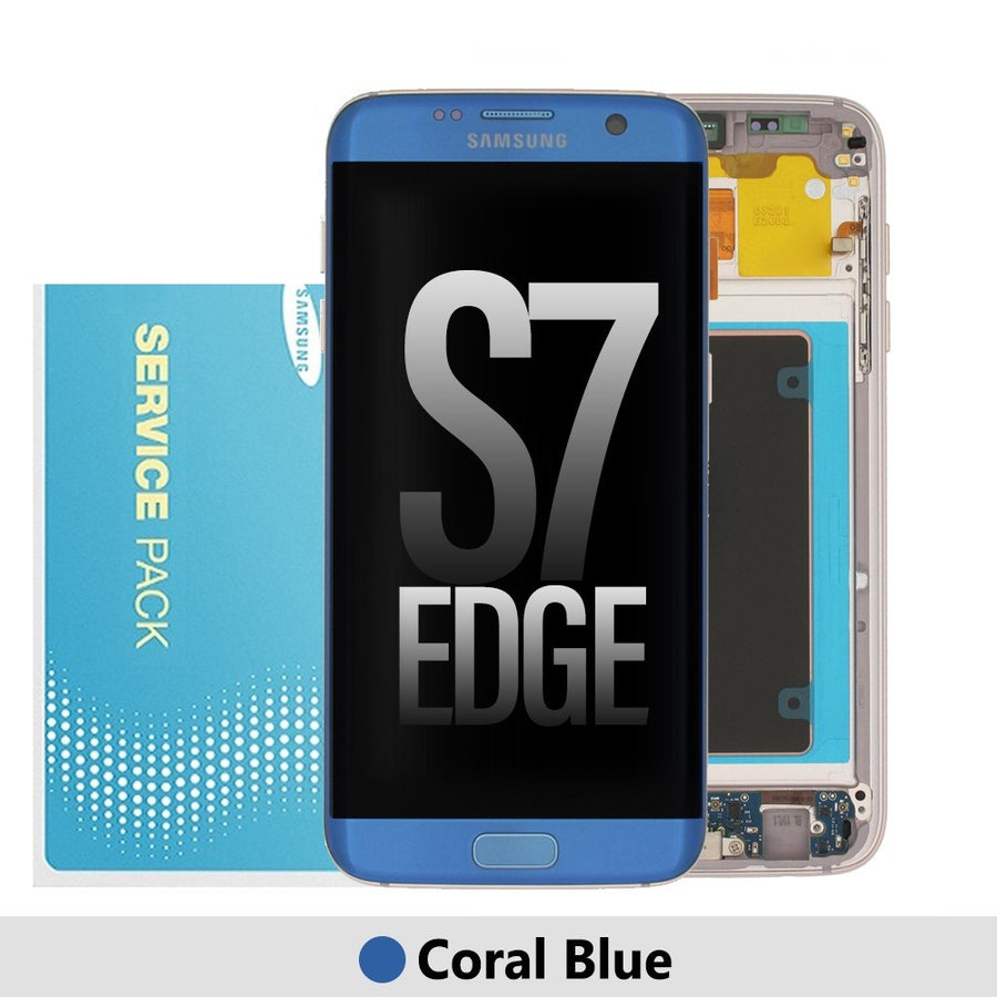 Samsung Galaxy S7 Edge G935F OLED Screen Replacement GH97-18533G (Gold)-Coral Blue