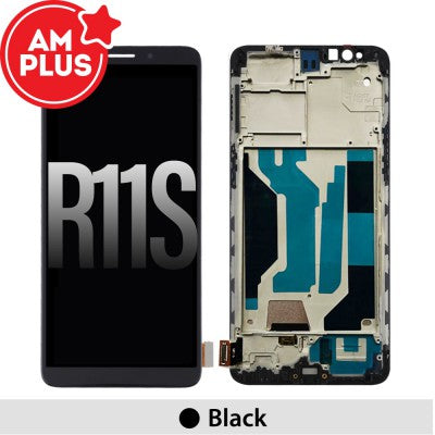 AMPLUS LCD Screen Digitizer with Frame for OPPO R11s-Black