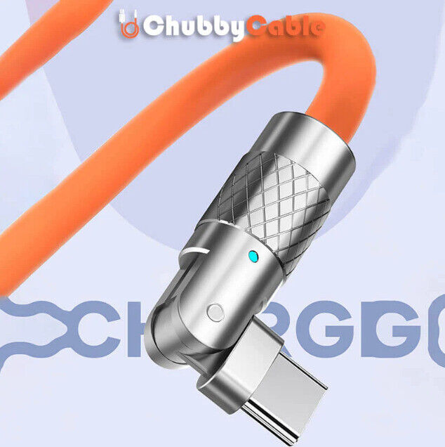 Pbuddy Zinc Alloy Silicone Chubby Charge Cable 180 Degrees Rotating 120W 6A 1m