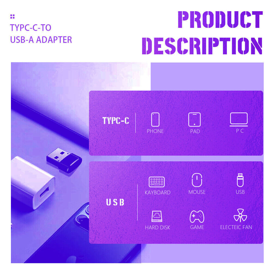 Pbuddy USB 3.1 Type C Female To USB Type A Male Adapter Converter Connector OTG Oz